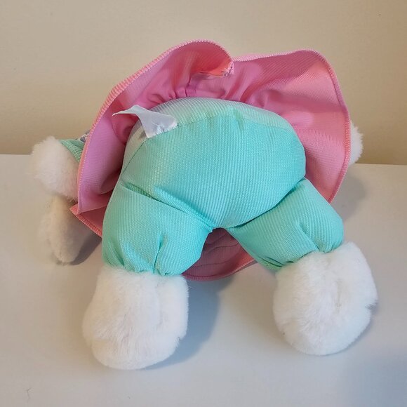 Main Joy Limited Bunny Rabbit Plush Stuffed Animal White Pink Teal Floral Vtg - Picture 9 of 10